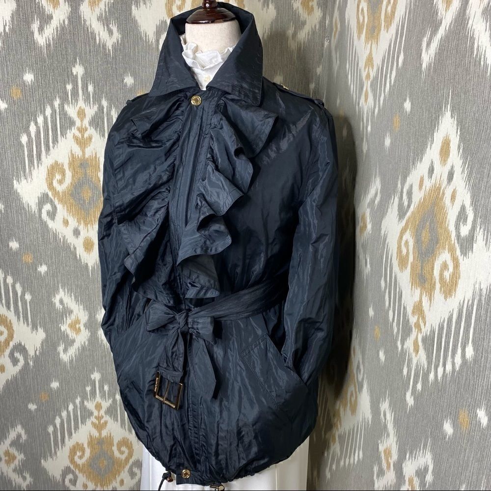 Ralph Lauren Black Luster Ruffled Nylon Windbreaker Jacket - Picture 8 of 16